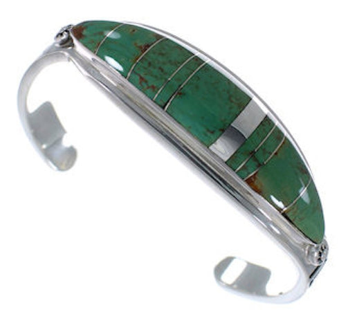 Silver Water Wave Southwestern Turquoise Jewelry Bracelet VX37519