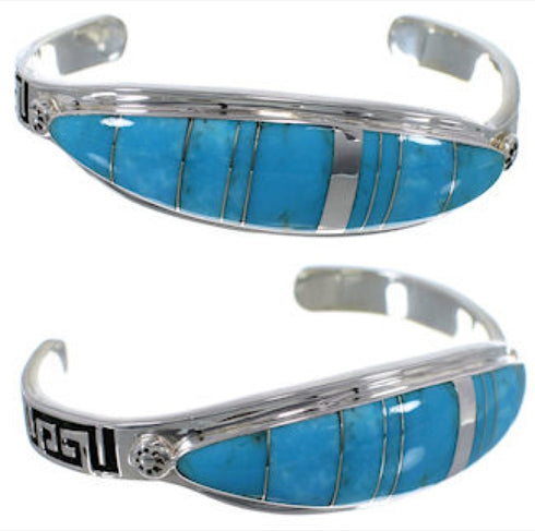 Water Wave Turquoise Sterling Silver Jewelry Bracelet VX37569