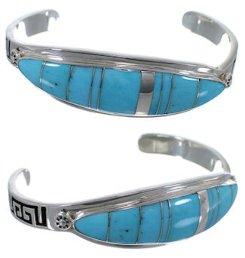 Water Wave Sterling Silver Turquoise Jewelry Bracelet VX37586