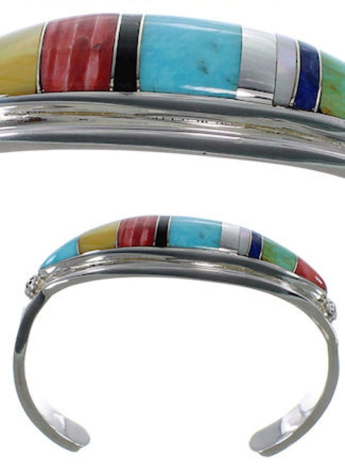 Water Wave Sterling Silver Multicolor Jewelry Bracelet VX37600