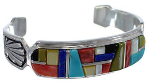 Southwest Sterling Silver Multicolor Jewelry Bracelet VX37620