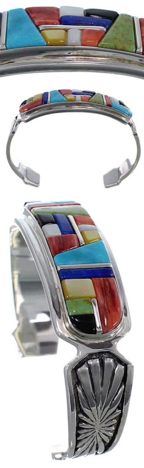 Multicolor Authentic Sterling Silver Jewelry Bracelet VX37625