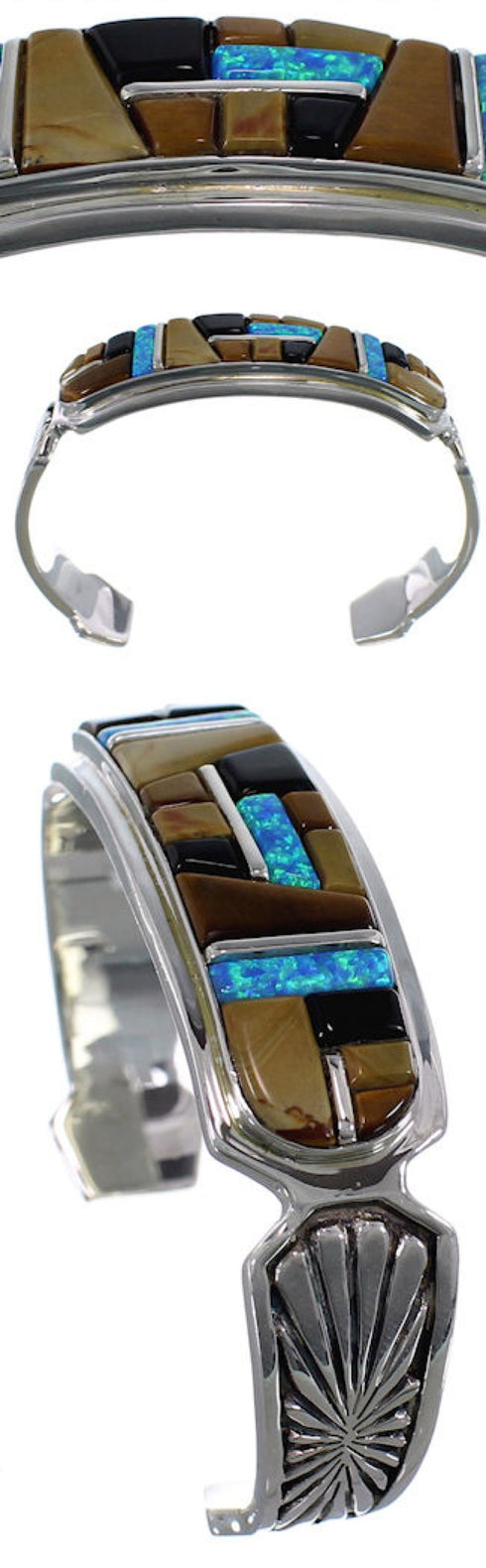 Southwest Sterling Silver Mulitcolor Jewelry Bracelet VX37640