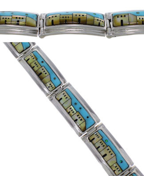 Multicolor Turquoise Native American Design Link Bracelet GS62431