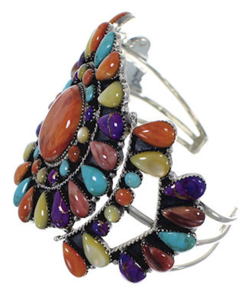 Multicolor And Sterling Silver Southwest Cuff Bracelet IS60959