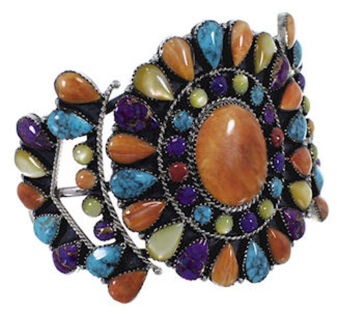 Southwest Multicolor And Sterling Silver Cuff Bracelet IS60972