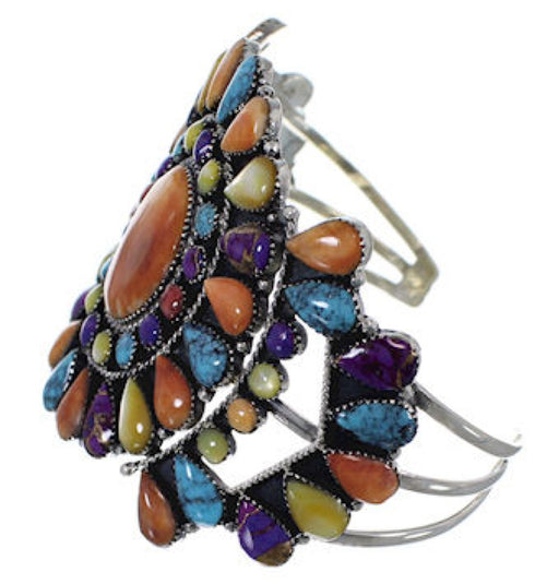 Southwest Multicolor And Sterling Silver Cuff Bracelet IS60972