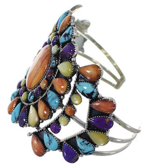Southwest Sterling Silver And Multicolor Cuff Bracelet IS60990
