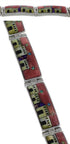 Silver Multicolor Native American Village Design Link Bracelet GS62427