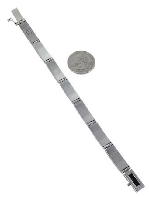Silver Multicolor Native American Village Design Link Bracelet GS62427