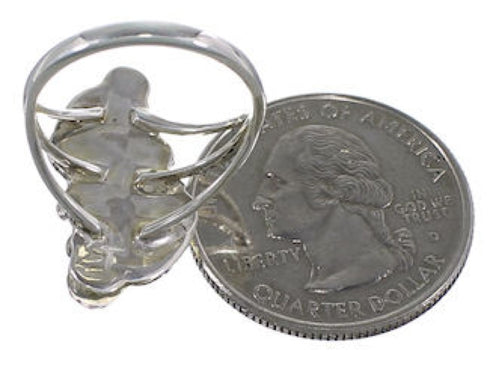 Silver And Turquoise Coral Ring Size 8-1/4 GS58235