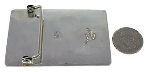 Southwestern Sterling Silver Turquoise Jet Inlay Belt Buckle TX28773