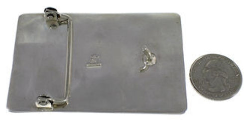 Southwestern Sterling Silver Jet Turquoise Belt Buckle TX28787