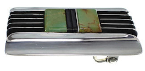 Turquoise And Jet Southwest Sterling Silver Belt Buckle TX28791