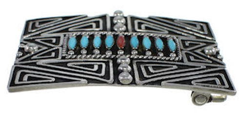 Turquoise And Coral Southwest Belt Buckle PX29152