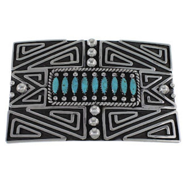 Southwest Authentic Sterling Silver And Turquoise Belt Buckle PX29151