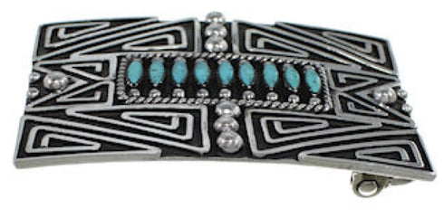 Southwest Authentic Sterling Silver And Turquoise Belt Buckle PX29151