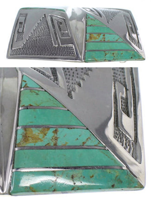 Southwestern Water Wave Turquoise Sterling Silver Belt Buckle AW75366