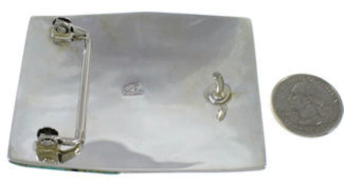Southwestern Water Wave Turquoise Sterling Silver Belt Buckle AW75366