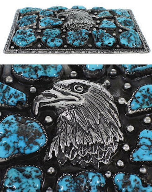 Turquoise Southwestern Sterling Silver Eagle Belt Buckle PS70761