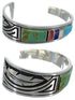 Feather Multicolor Sterling Silver Southwest Cuff Bracelet MX27319