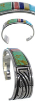Feather Multicolor Sterling Silver Southwest Cuff Bracelet MX27319