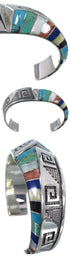Sterling Silver Multicolor Water Wave Southwest Cuff Bracelet BW75397