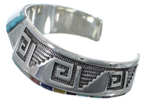 Sterling Silver Southwestern Multicolor Inlay Cuff Bracelet PX27763