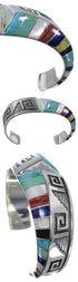 Sterling Silver Southwestern Multicolor Inlay Cuff Bracelet PX27763