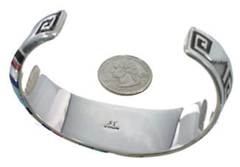 Sterling Silver Southwestern Multicolor Inlay Cuff Bracelet PX27763