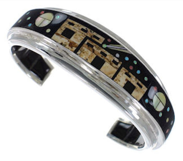 Silver Native American or Pueblo Design Multicolor Bracelet IS63250