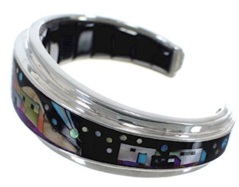Multicolor Native American Village Design Silver Bracelet IS63264