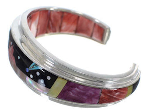 Silver Multicolor Native American Mesa Design Cuff Bracelet IS63307