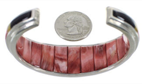 Silver Multicolor Native American Mesa Design Cuff Bracelet IS63307