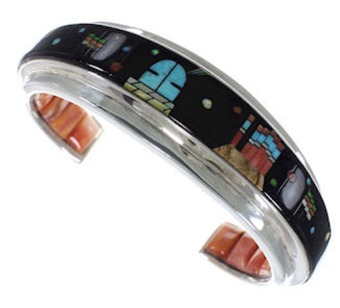 Silver Native American Mesa Design Multicolor Bracelet IS63333
