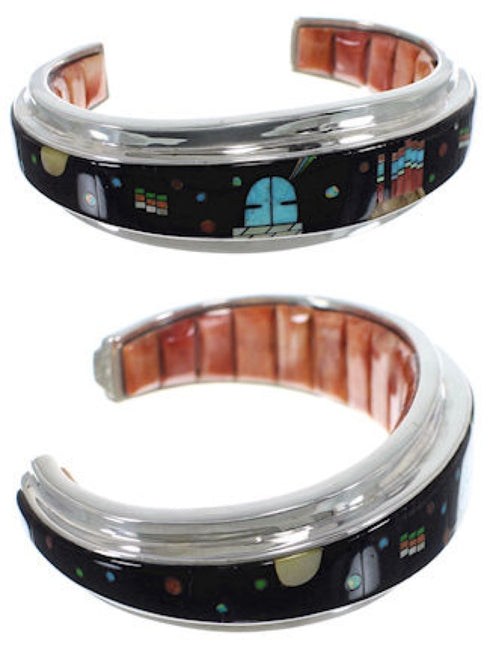 Silver Native American Mesa Design Multicolor Bracelet IS63333