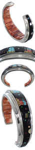 Silver Native American Mesa Design Multicolor Bracelet IS63333