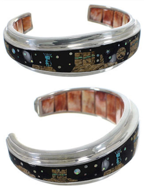 Silver Native American Mesa Design Multicolor Bracelet IS63336