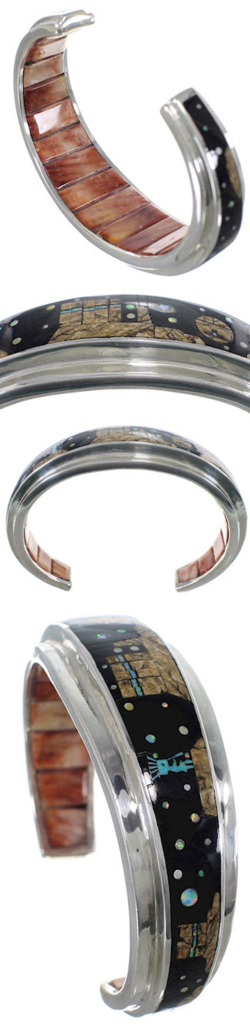 Silver Native American Mesa Design Multicolor Bracelet IS63336