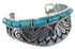 Southwest Turquoise Inlay Water Wave Silver Cuff Bracelet MX27276