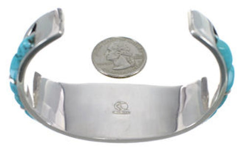 Southwest Turquoise Inlay Water Wave Silver Cuff Bracelet MX27276