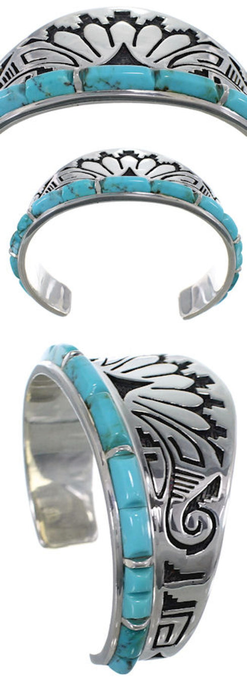 Southwest Turquoise Jewelry Water Wave Silver Cuff Bracelet MX27279