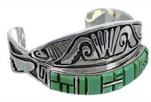 Turquoise Water Wave Genuine Sterling Silver Cuff Bracelet EX27577