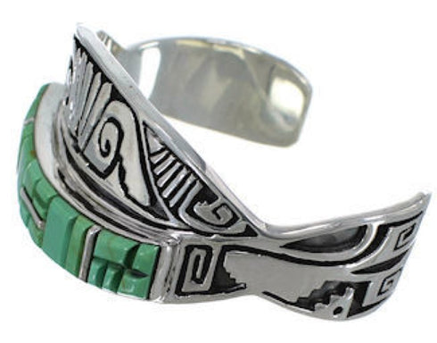 Turquoise Water Wave Genuine Sterling Silver Cuff Bracelet EX27577