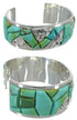 Southwest Sterling Silver Turquoise Inlay Bracelet CW64853