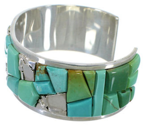 Southwest Sterling Silver Turquoise Inlay Bracelet CW64853