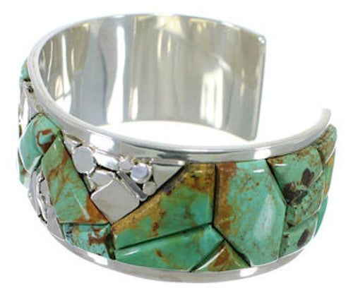 Genuine Sterling Silver Turquoise Inlay Cuff Bracelet CW64884