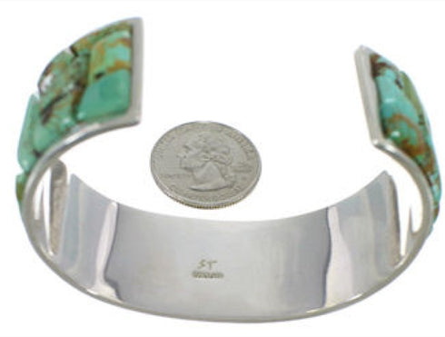 Genuine Sterling Silver Turquoise Inlay Cuff Bracelet CW64884