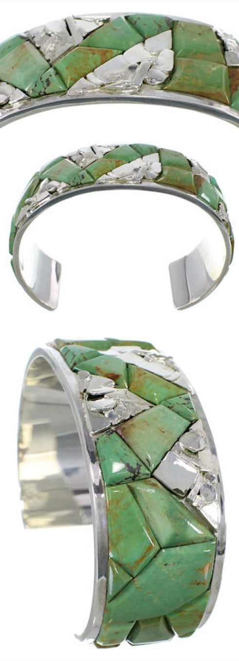 Turquoise Inlay Genuine Sterling Silver Bracelet CW64888