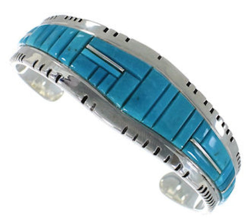 Sterling Silver Southwest Turquoise Inlay Cuff Bracelet EX27401